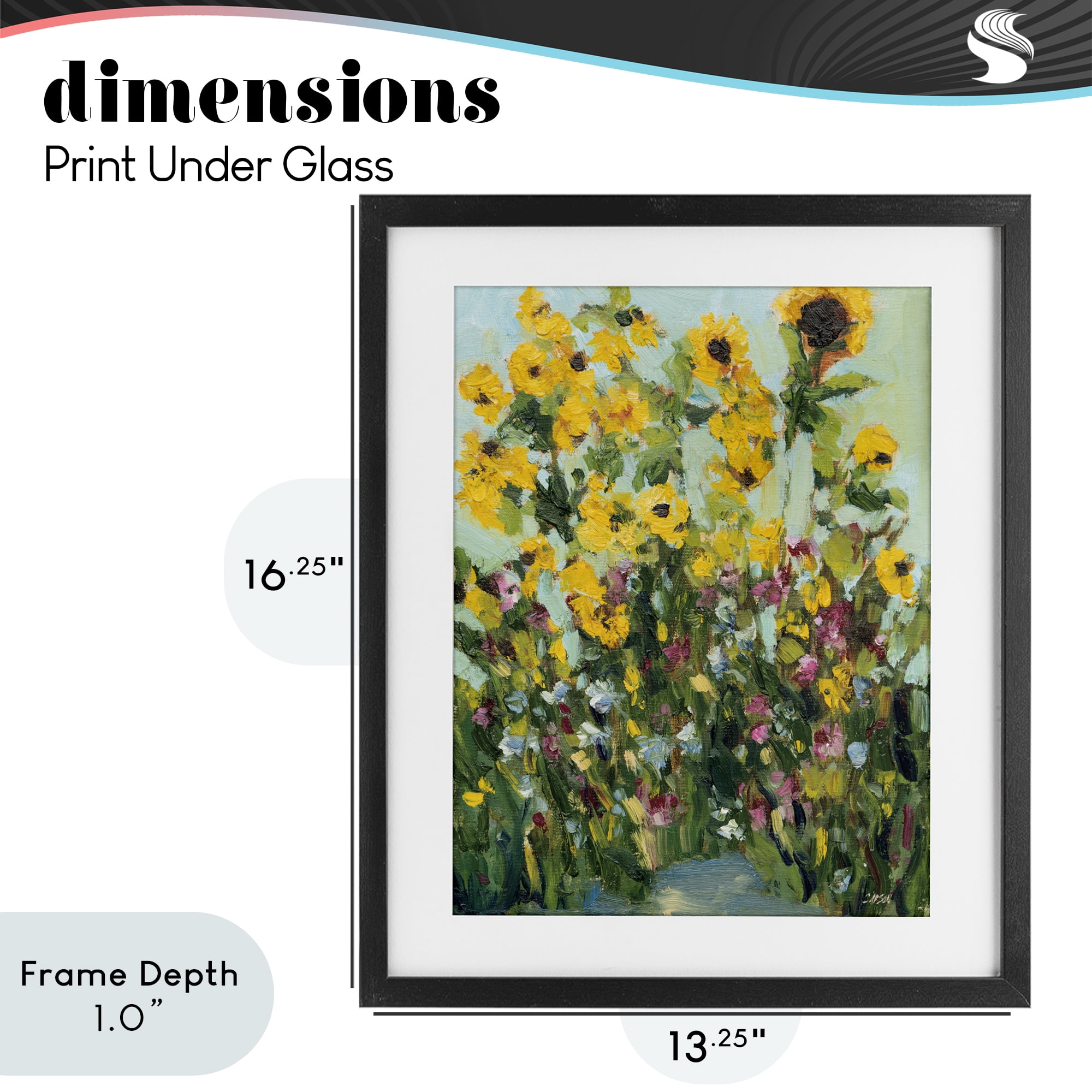 Stupell Industries Sunlit Sunflowers in Garden Black Framed Print Under Glass, design by Carson Overstreet