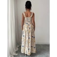 thumbnail image 3 of Apricot Womens Floral Printed Fit-And-Flare Maxi Dress With Ruffle Shoulder Straps, 3 of 6