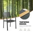 thumbnail image 3 of Ulax Furniture Outdoor Stackable Chairs Patio Aluminum/Plastic Dining Armchair With Teak Arm, Set of 2, 3 of 7