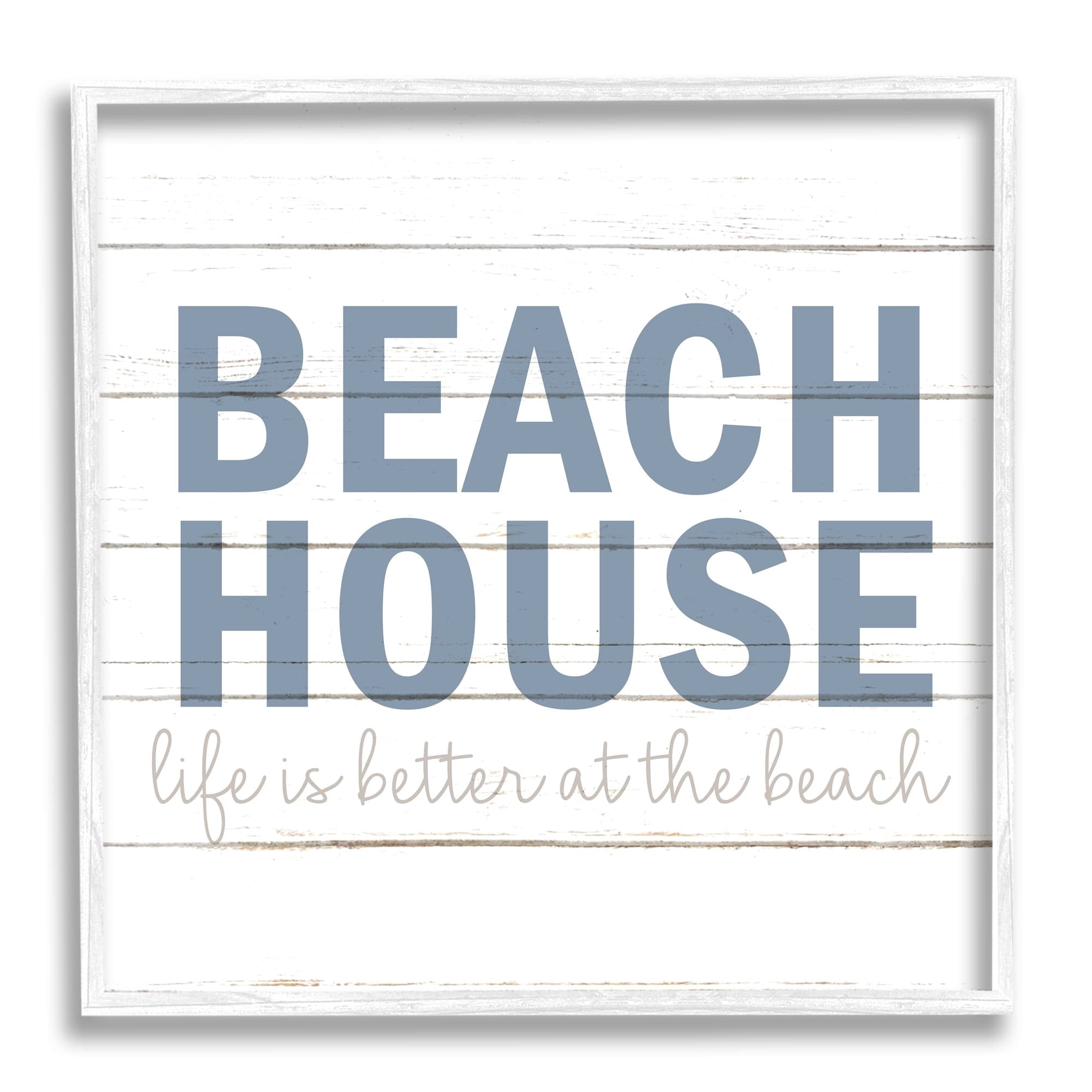 Stupell Industries Beach House Life Is Better Phrase Planked Pattern, 17 x 17, Design by Kim Allen