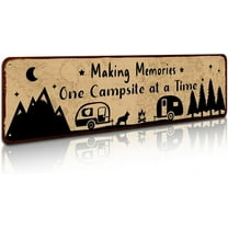 Funny Making Memories One Campsite at a Time Metal Tin Sign Wall Decor Farmhouse Rustic Camp Signs for Home Garage Men Cave Yard Decor,4" by 16"
