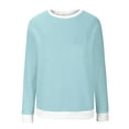 thumbnail image 5 of Bcresic Women's Crewneck Sweatshirt Color Block Pullover Tops Ribbed Sweatshirts Casual Dropped Shoulder Long Sleeve Jumper Fall Fashion Clothes,A01-Light Blue,3X-Large, 5 of 5