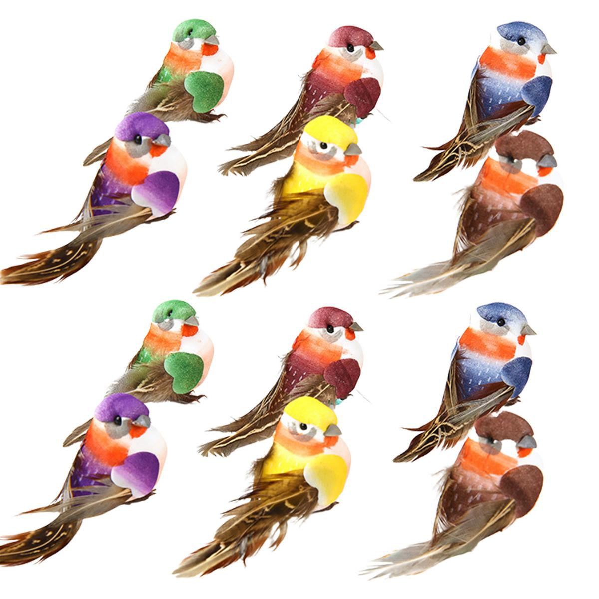 Ornament Lifelike Sparrow Simulation Animal Model Feather Foam Artificial Birds 