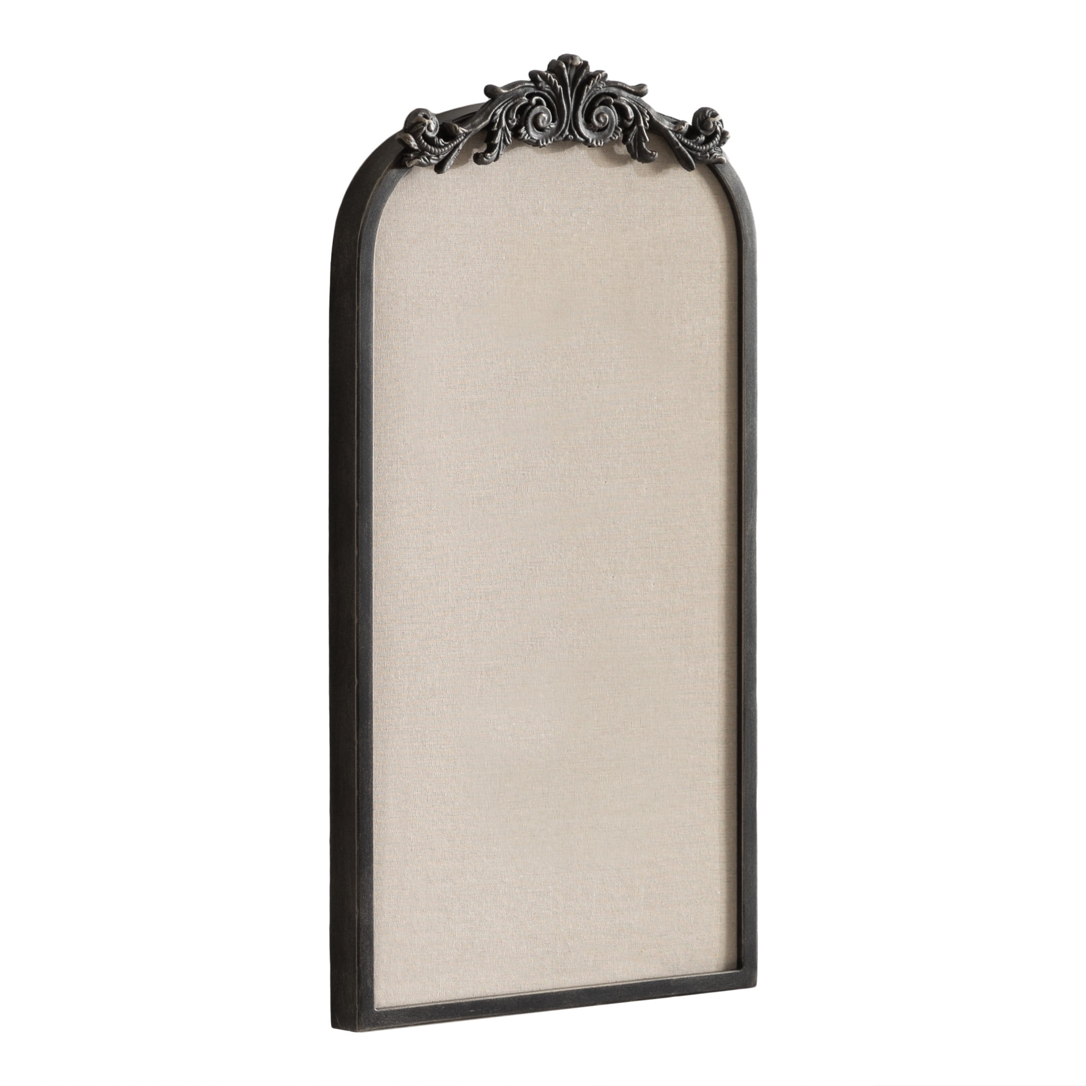 Kate and Laurel Arendahl Arch Pinboard, 13 x 25, Black, Framed Arched Ornate Vintage Cork Board for Use as Motivational Vision Board or Wall Organizer