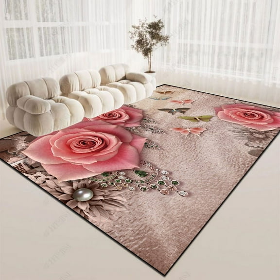 Modern Light Luxury Carpets Flower 3D Rug for Bedroom Large Floor Mat Living Room Sofa Non-slip Carp