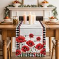 thumbnail image 1 of Table Runners 90 Inches Long Dress Scarves, Red Poppy Welcome Farmhouse Coffee/Dining/Kitchen Table Decor Table Runner for Living Room, Floral Black Buffalo Plaid Wooden 13x90 Inch, 1 of 3