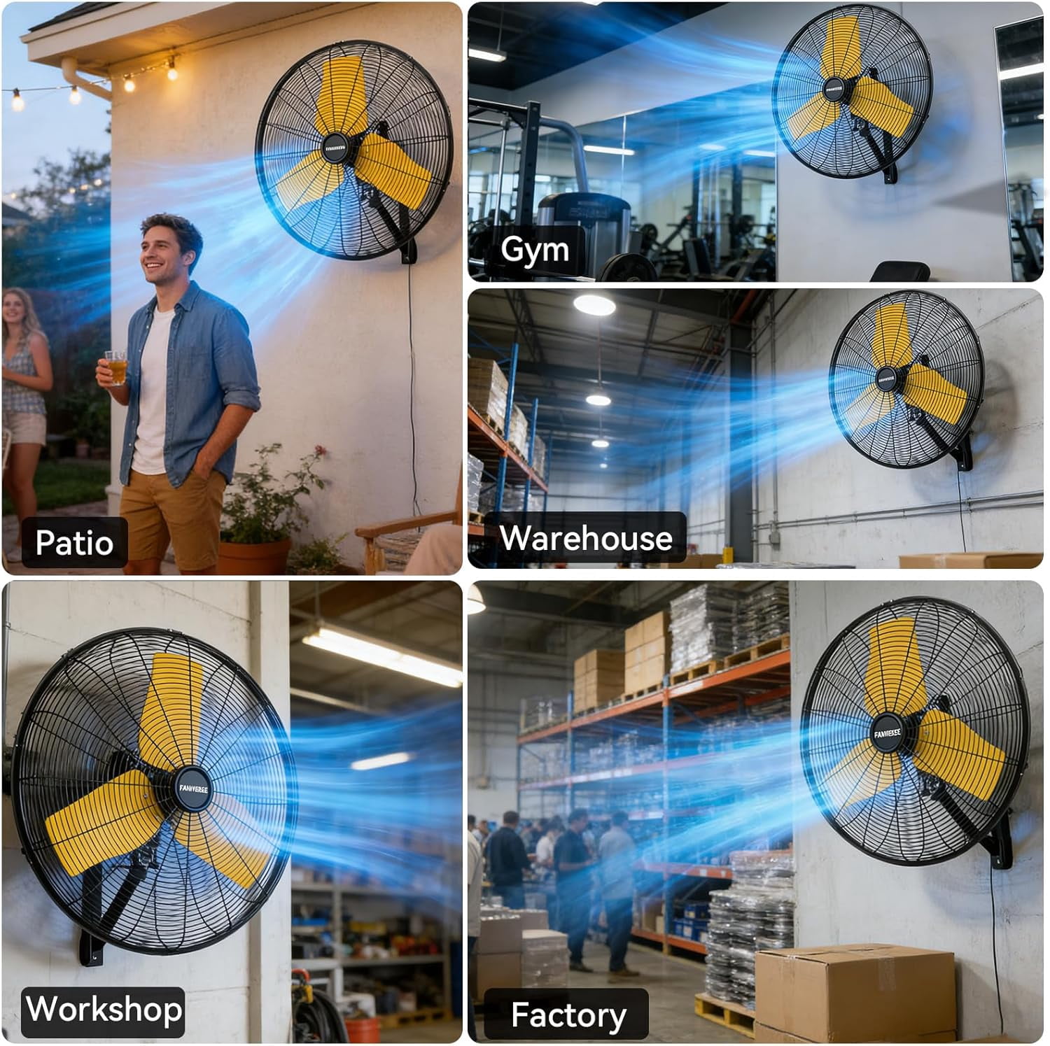 24 Inch 9500 CFM Waterproof Wall Fan Pro Series - Outdoor High Velocity Wall Mount Fan with Enclosed Motor for Residential, Warehouse, Patio, Shop, Garage, Barn UL Safety Listed