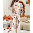 thumbnail image 5 of ChicMe Womens Pajama Sets Halloween Ghost Print Long Sleeve Tops and Pumpkin Graphic Elastic Waist Pants Casual Loungewear Beige-l, 5 of 9