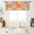 thumbnail image 6 of 70s Flower Retro Kitchen Curtain Valance 54W x 18H Rod Pocket Floral Groovy Funky Y2K Trendy Colorful Window Treatment for Living Room Bedroom Bathroom, 6 of 6