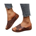thumbnail image 4 of EKVAHL Orthopedic Sandals for Women with Arch Support Wedge Heel Sandals Open Toe Plantar Fasciitis Feet Slippers Comfortable Casual Wedge Slides, 4 of 6