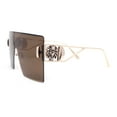 thumbnail image 3 of Luxury Oversized Rectangle Shield Rimless Lion Emblem Sunglasses Gold - Brown, 3 of 4