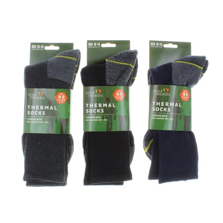3 Pairs Cold Weather Thermal Socks For Men Sole Trend Size 10-13 Blue Black (Best Bib Tights For Cold Weather)