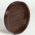 thumbnail image 5 of KINGCRAFT 13 x 13 inches Round Ottoman Table Tray Wooden Solid Circle Serving Tray with Handle Black Walnut Platter Decorative Tray for Ottoman Home Breakfast in Bed Tea Coffee, 5 of 9