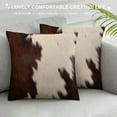 thumbnail image 3 of COMIO  Cowhide Throw Pillow Covers,Cow Hair Cow Skin Brown and White Cushion Cases Decorative Pillow Cases for Couch Sofa Bedroom, 3 of 5