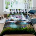 thumbnail image 1 of Waterfall Duvet Cover Set Natural Scenery Quilt Cover Pillowcase Landscape Forest Waterfall Queen Size Polyester Bedding Set, 1 of 7