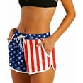 thumbnail image 6 of Women 4th of July Board Shorts Hawaiian Tropical Print Beach Swim Shorts with Pockets, 6 of 10