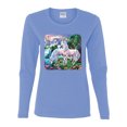 thumbnail image 2 of Unicorn Fanstasy Island Castle Animal Lover Female Graphic Long Sleeve T-Shirt, Light Blue, Medium, 2 of 3