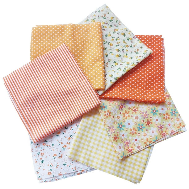 Tela de retazos de algodón estampada, paquete de cuadrados, acolchado, álbum de recortes, costura, manualidades, tela de bricolaje, amarillo, 50x50cm 7 Piezas seitruly HA5306-07B