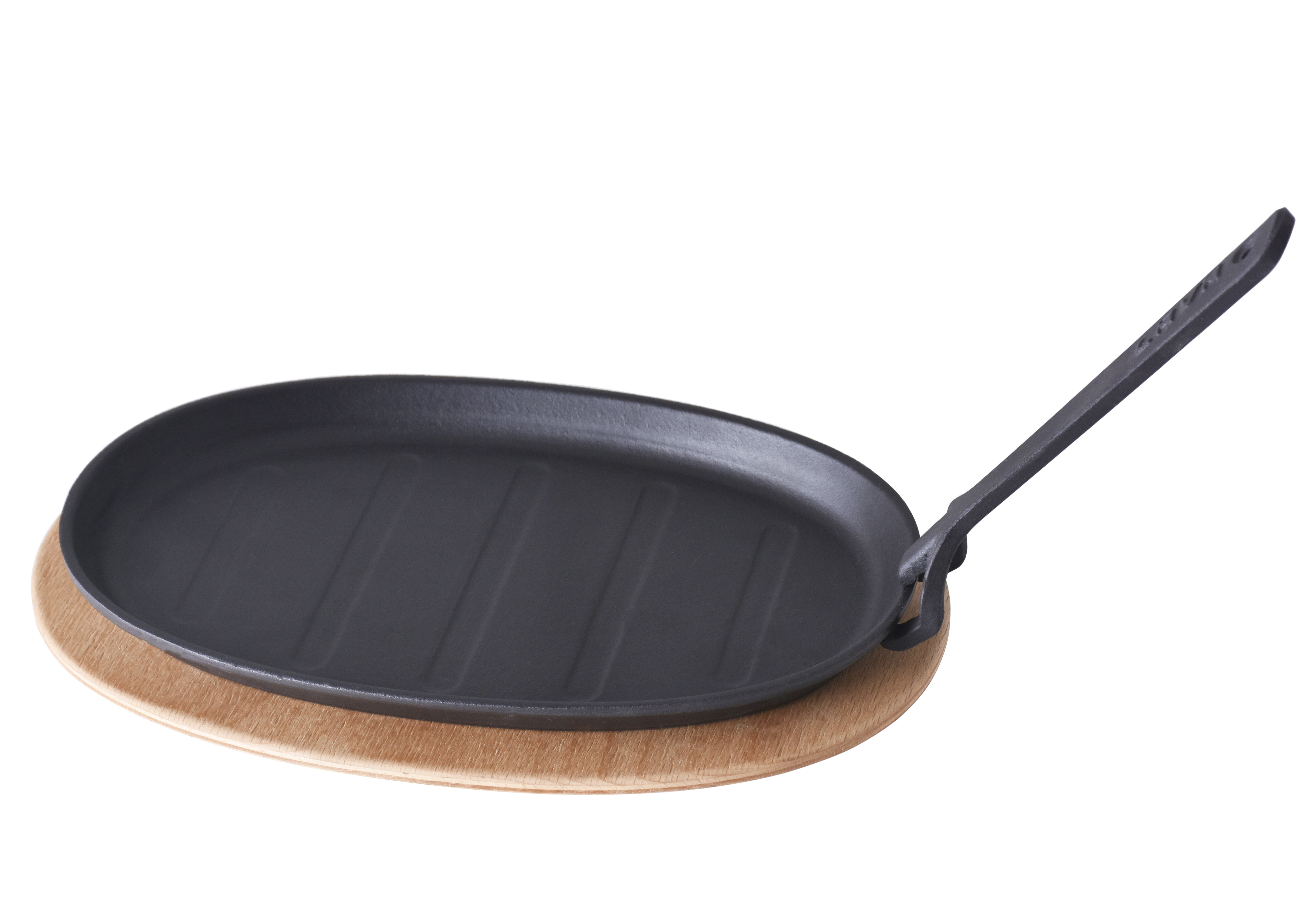 Lava Enameled Cast Iron Fajita Plate with Beech Wood Serving Platter —