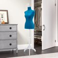 thumbnail image 3 of QRKD Mannequin Body Dress Form Torso Female Manikin 49.6-63.4 Inch Height Adjustable Wooden Tripod Stand High Density Foam Portable Display Mannequin (Blue, 49.6-63.4 Inches), 3 of 16