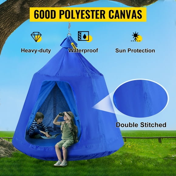 Carpa de árbol colgante VEVOR, máx. Columpio para tienda de campaña con capacidad de 440 libras, Hangout Hugglepod con luces LED de decoración de arcoíris, cojín inflable, hamaca de techo, tienda