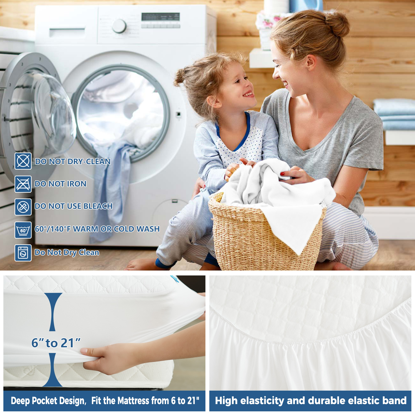 Kayfia Waterproof Full Mattress Protector, 3D Air Fabric photo 6