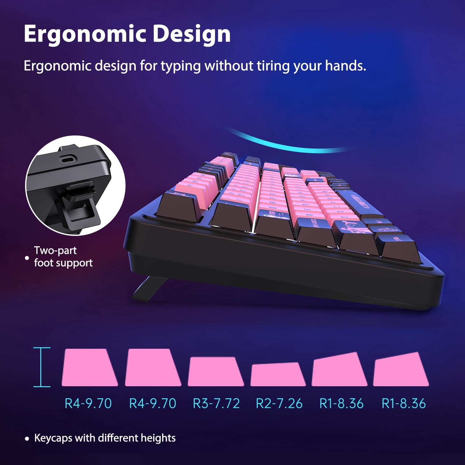 AUSDOM 98Pro Wireless Mechanical Gaming Keyboard, Tri-Mode (Bluetooth/2.4GHz/USB-C), Gasket Hot Swappable, Backlit, PBT Keycaps, Linear Switches, for Windows/Mac/PC(Manga Girl Theme)