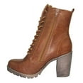thumbnail image 3 of Malia Tan Light Brown Soda Riding Booties Women Chunky High Heel Combat Ankle Boots Army Military, 3 of 3