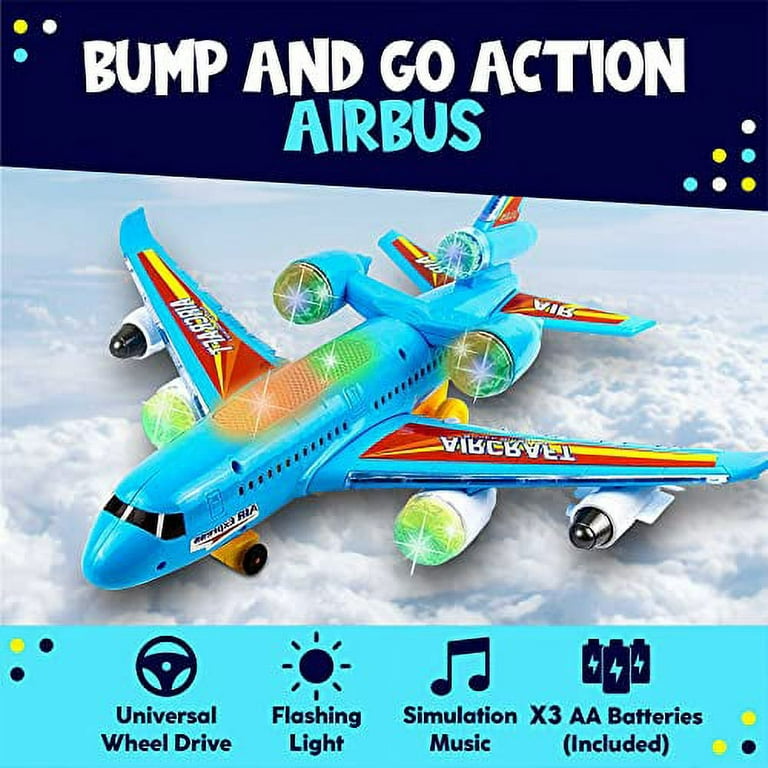 Toysery Airplane Toys for Kids, Bump and Go Action, Toddler Toy  Plane with LED Flashing Lights and Sounds. Ideal for Boys & Girls 3-12  Years Old (Airbus A380) : Toys 