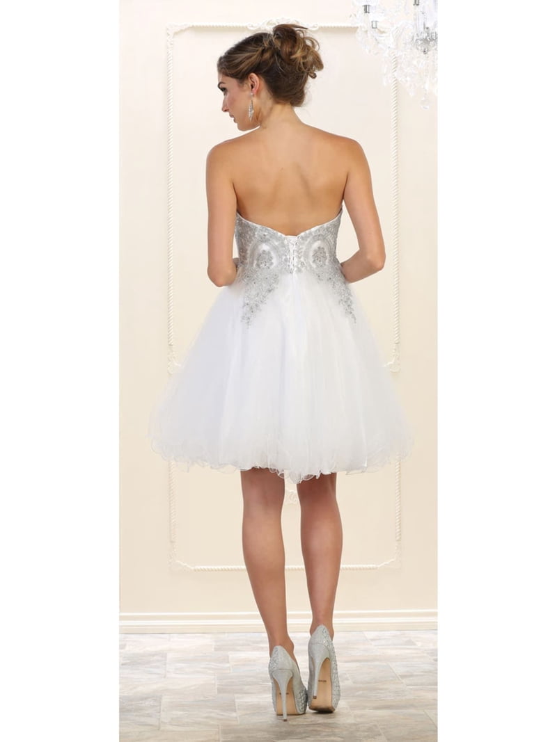 white christmas dresses Sequin Applique Short Sleeveless Tulle Dress by Ladivine CY019 main image 0
