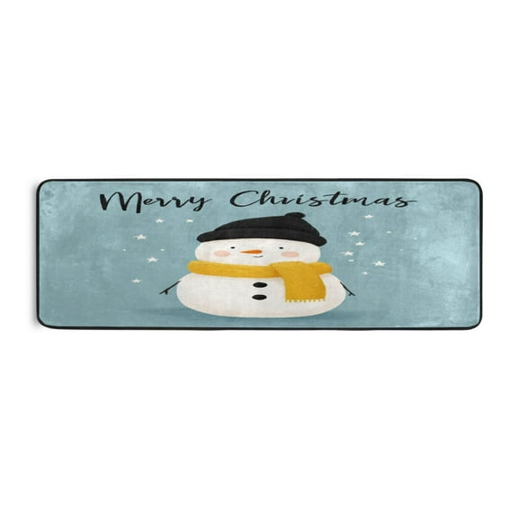 Long Floor Mat Hallway Carpet 72x24 Inch Area Carpet Non-slip Entrance Carpet Washable Door Mat Kitchen Bedroom Living Room Cute Merry Christmas Snowman