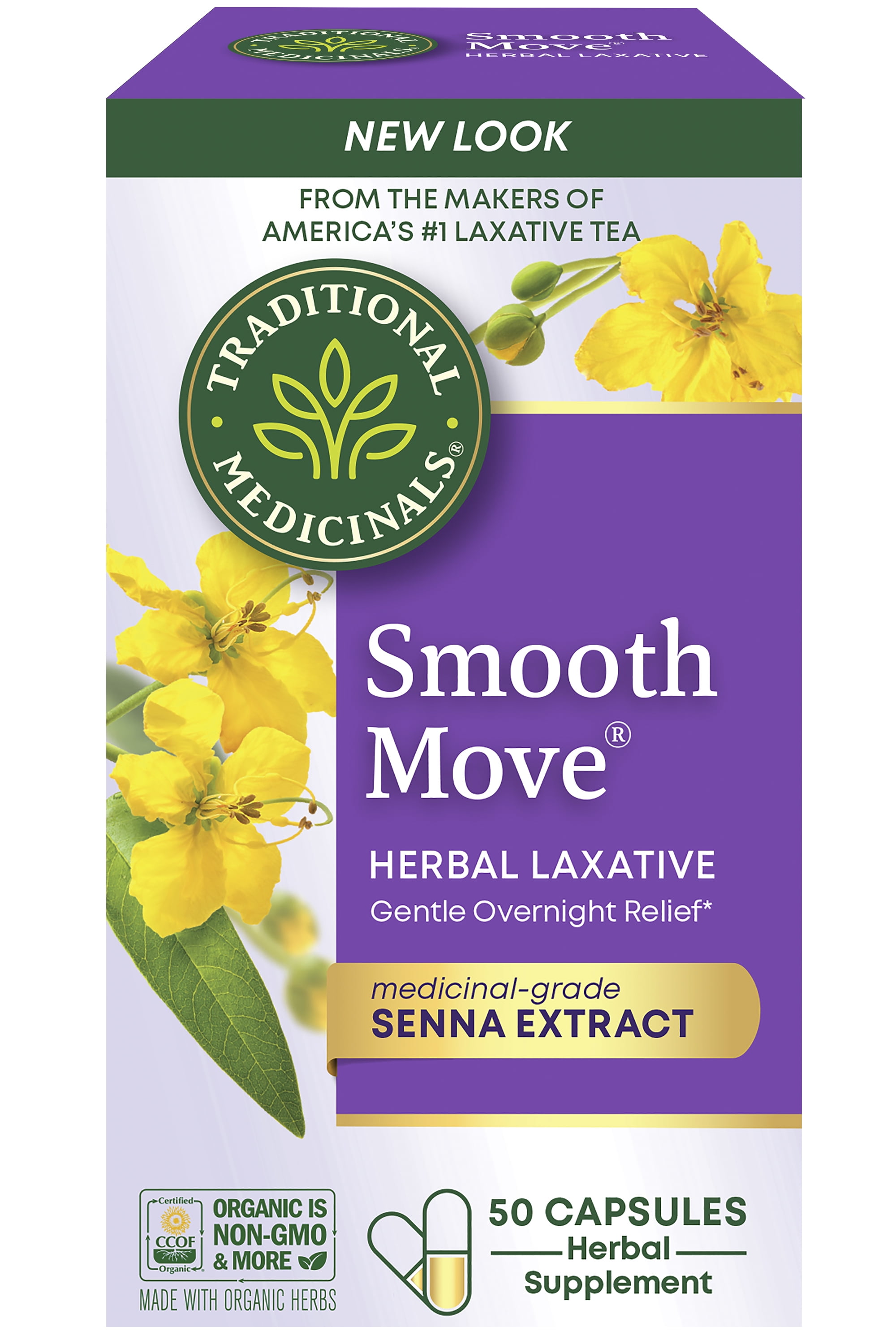 Traditional Medicinals, Smooth Move Senna Herbal Laxative Caps, 50 Capsules