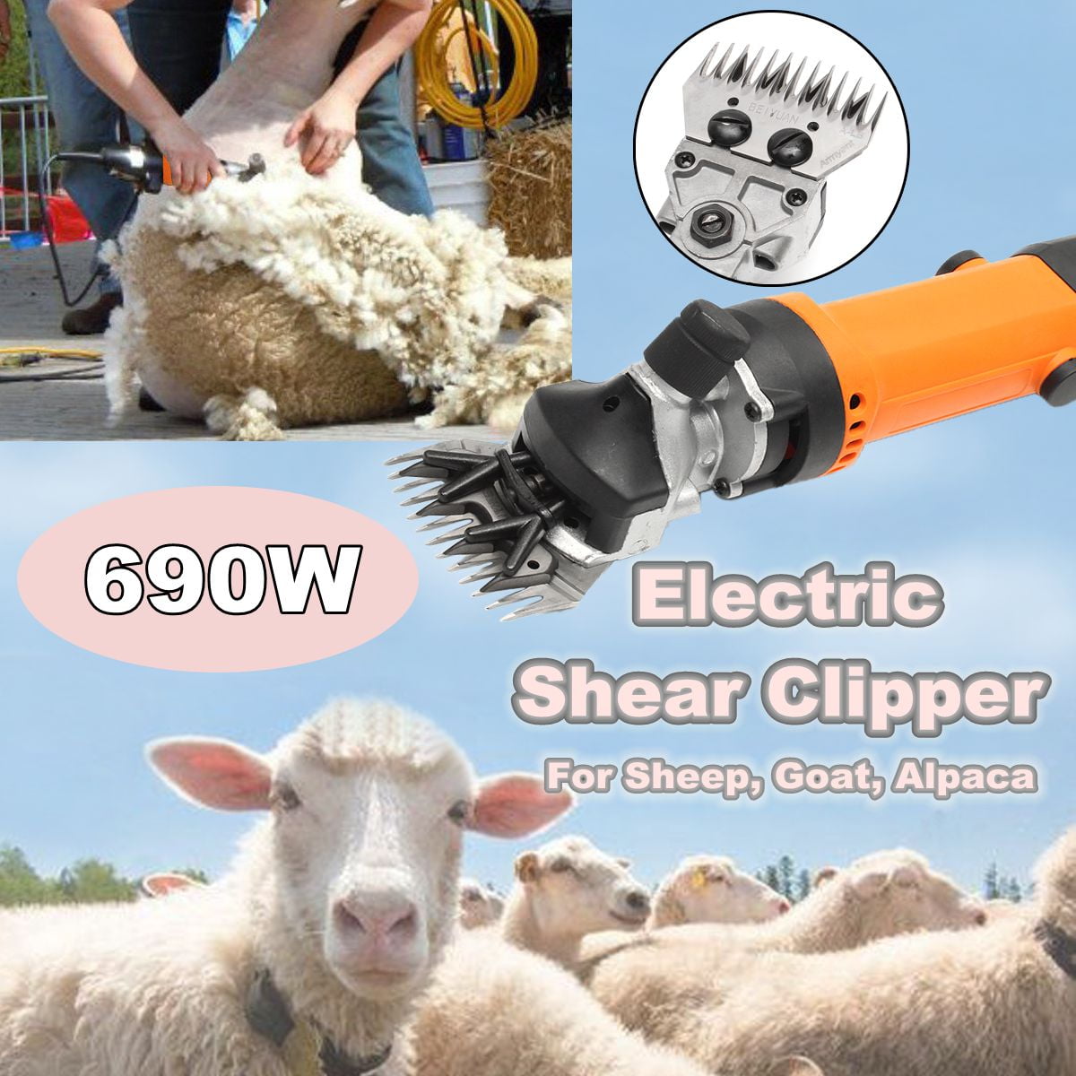 650W Electric Sheep Shearing Clipper Shear Goats Supplies Alpaca Farm Shears US