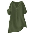 thumbnail image 3 of Loose Solid Color Women's Shirt - Stand Collar, Long Sleeve, for Casual and Festival Wear, Xl, Green, 3 of 8