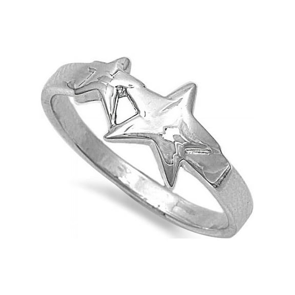 925 Sterling Silver Mother and Daughter Stars Ring Size 5