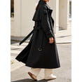 thumbnail image 4 of Womens Oversized Long Trench Coat Double Breasted Lapel Windproof Overcoat with Belt, 4 of 6