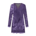 thumbnail image 3 of DYMADE Women Retro V-Neck Long Sleeve Casual Pullover T-Shirt Dress, 3 of 4