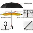 thumbnail image 4 of Inverted Reverse Umbrella with C-shaped Handle Windproof Upside Down Umbrellas for Rain Double Layer Hands Free Umbrella for Women and Men (Yellow Plaid), 4 of 10