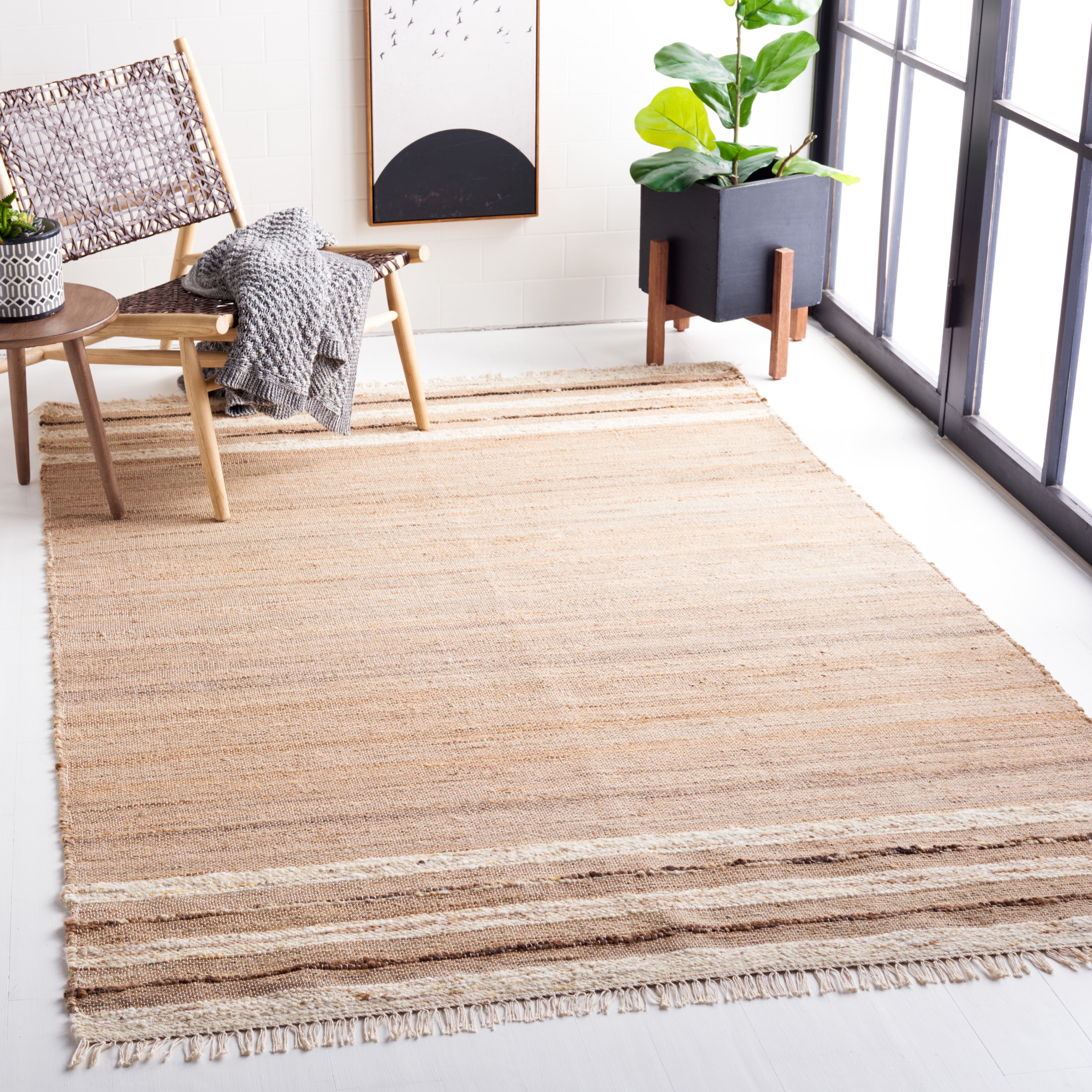 SAFAVIEH Natura Isabel Striped Area Rug, Natural/Brown, 5' x 8'