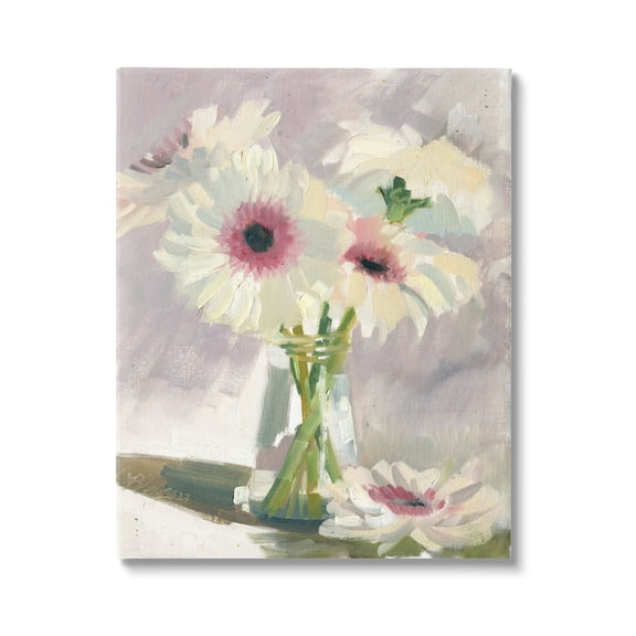 Stupell Industries White Mums Painting Botanical & Floral Painting Gallery Wrapped Canvas Art Print Wall Art, 16 x 20