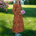 thumbnail image 3 of DISNIMO Thanksgiving Pumpkin Dress With Long Sleeves and Pockets for Kids Long Sleeve Dresses for Girls Soft Dresses Size 13--14 Girls Frock Long Sleeve Swing Dress for Kids Midi Dress, 3 of 7