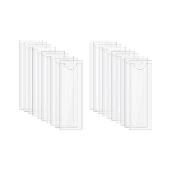 Uxcell 50Pcs Self Adhesive Index Card Pockets with Top Open for Loading, 3.5 x 1.2 Inch Clear Index Card Label Holder Photo Sleeves for Office Home Library Card Storage Bin