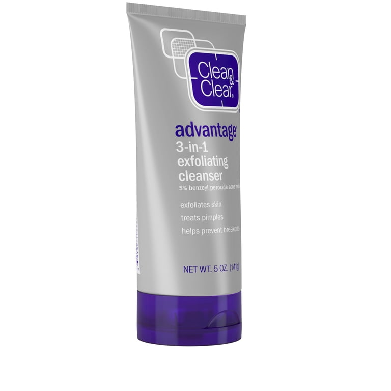 Clean & Clear Advantage 3-In-1 Daily Exfoliating Acne Cleanser, 5