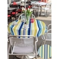 thumbnail image 4 of Outdoor Tablecloth with Umbrella Hole and Zipper, Blue Yellow Striped Round Table Cloth 54 Inch Waterproof Tablecloth, Colorful Ombre Abstract Stripes Picnic Table Cover for Patio Camping, 4 of 7
