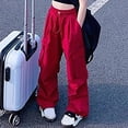 thumbnail image 2 of Taybagh Cargo Pants for Girls High Waisted Baby Girl Pants Pockets Drawstring Trousers for Casual Streetwear, 2 of 5