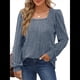 thumbnail image 1 of Camisas Tipo Túnica para Mujer, Camisas Holgadas de Larga, Camisas de Cuello Cuadrado Azul Mar XL, 1 of 8