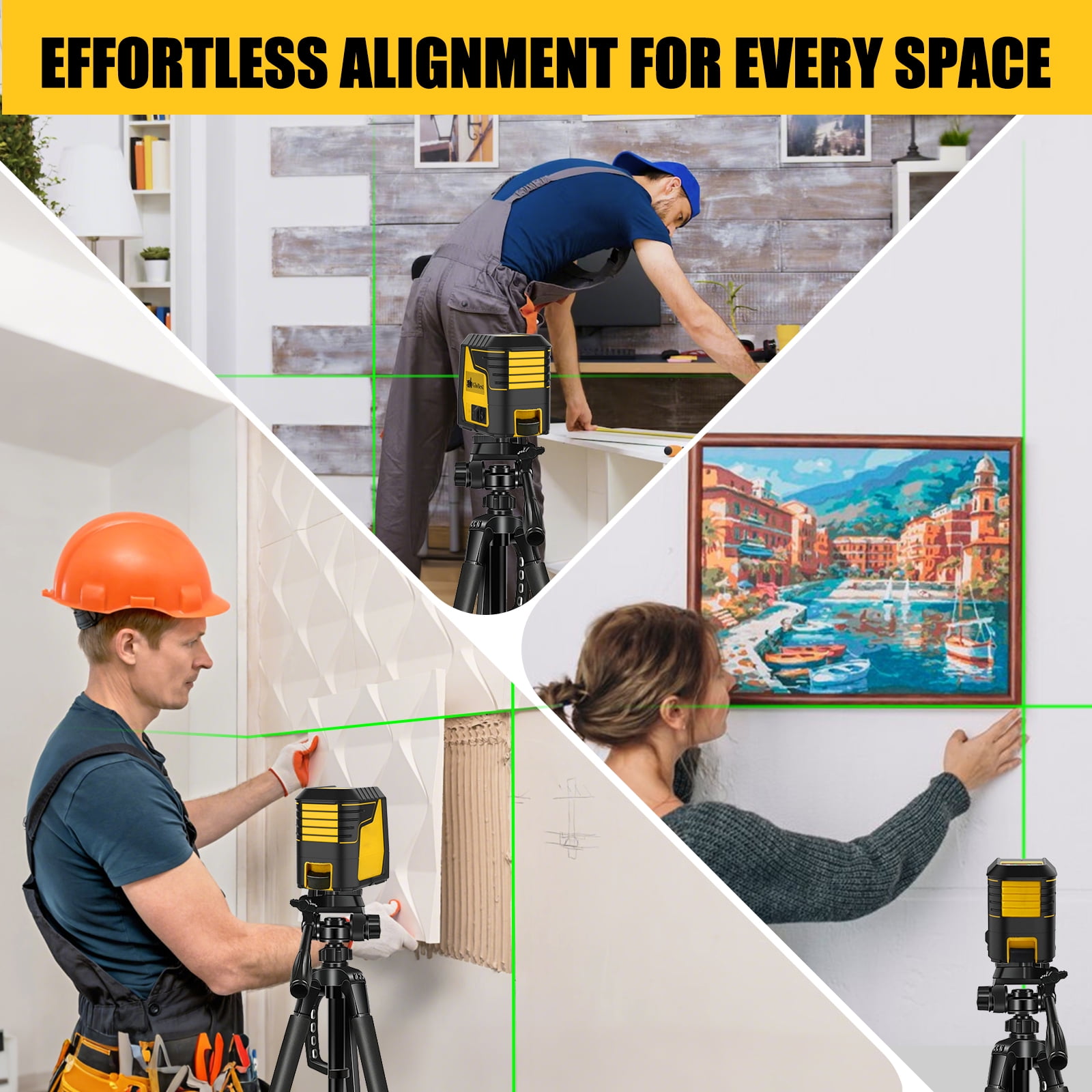 GloBest Laser Level with Tripod, 100ft/30m, IP54 Waterproof, Green Beam, with 360° Rotable Magnetic Bracket, Carry Pouch and 2 AA Batteries