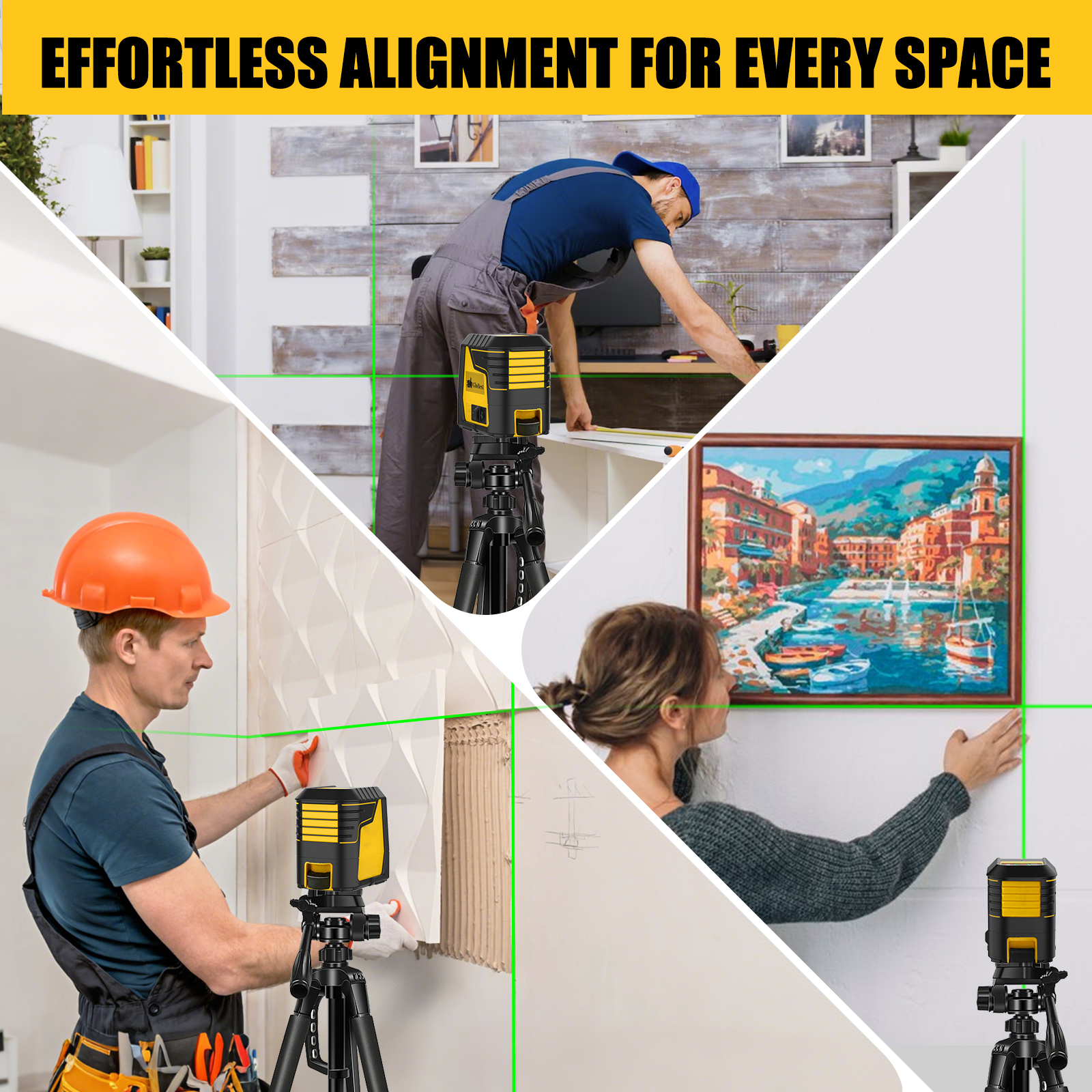 GloBest Laser Level with Tripod, 100 Ft Range, Green Beam photo 2