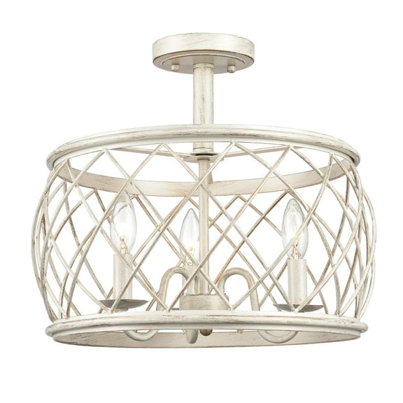 Modern Farmhouse Drum Semi-Flush Ceiling Light Metal Cage