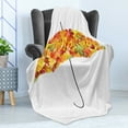 thumbnail image 4 of Fall Soft Flannel Fleece Throw Blanket, Abstract Umbrella from Fallen Leaves of Blossoming Trees in the Autumn Season Print, Cozy Plush for Indoor and Outdoor Use, 50" x 70", Multicolor, by Ambesonne, 4 of 5